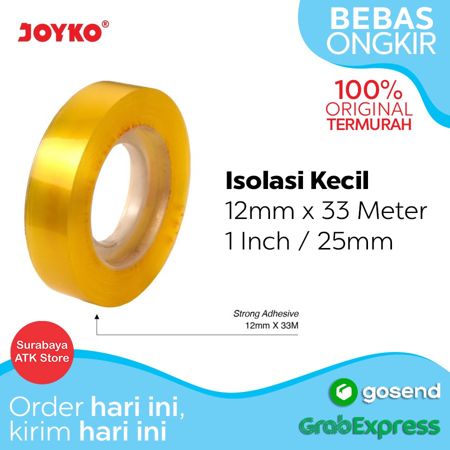 

Selotip Kecil Joyko 12mm x 33m Isolasi bening Lakban Stationery Tape STT-30