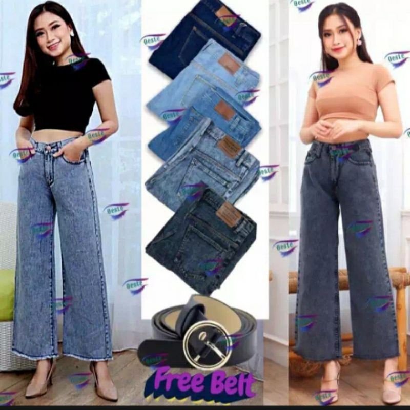 CELANA JEANS KULOT SNOW RAWIS BAWAH
