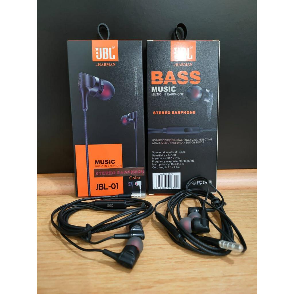 Handfree Headset Earphone Stereo JBL-01 Suara Bagus Super Bass