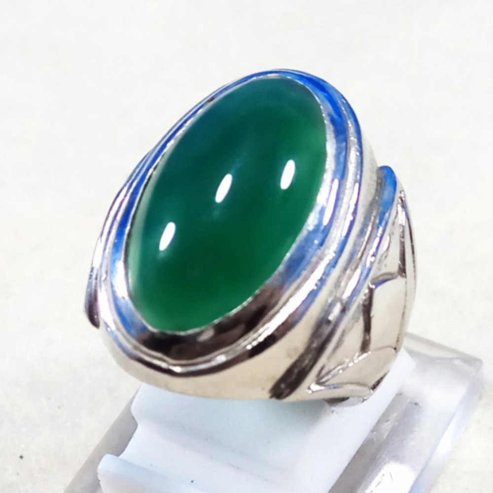 CINCIN BATU AKIK NATURAL CHROME CHALCEDONY NATURAL IJO BOTOL HQ MODEL PANDAN