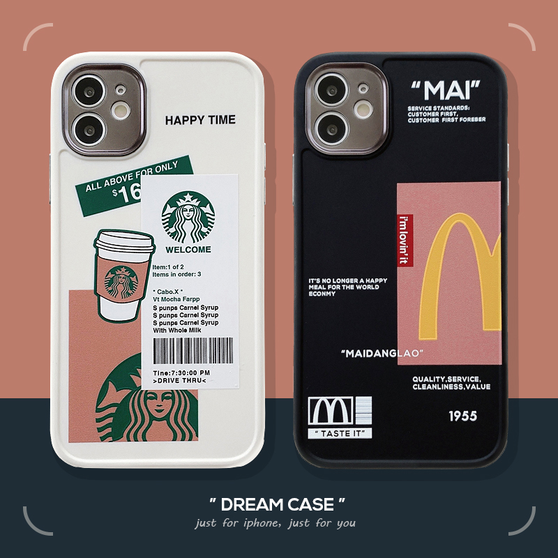 [Removable lens] McDonald's and Starbucks are used for casing iPhone 12 pro max iPhone Pro 11 iPhone 7 8 Plus X Xr Xs XsMax se2020 anti-drop and anti-drop full-cover lens soft case