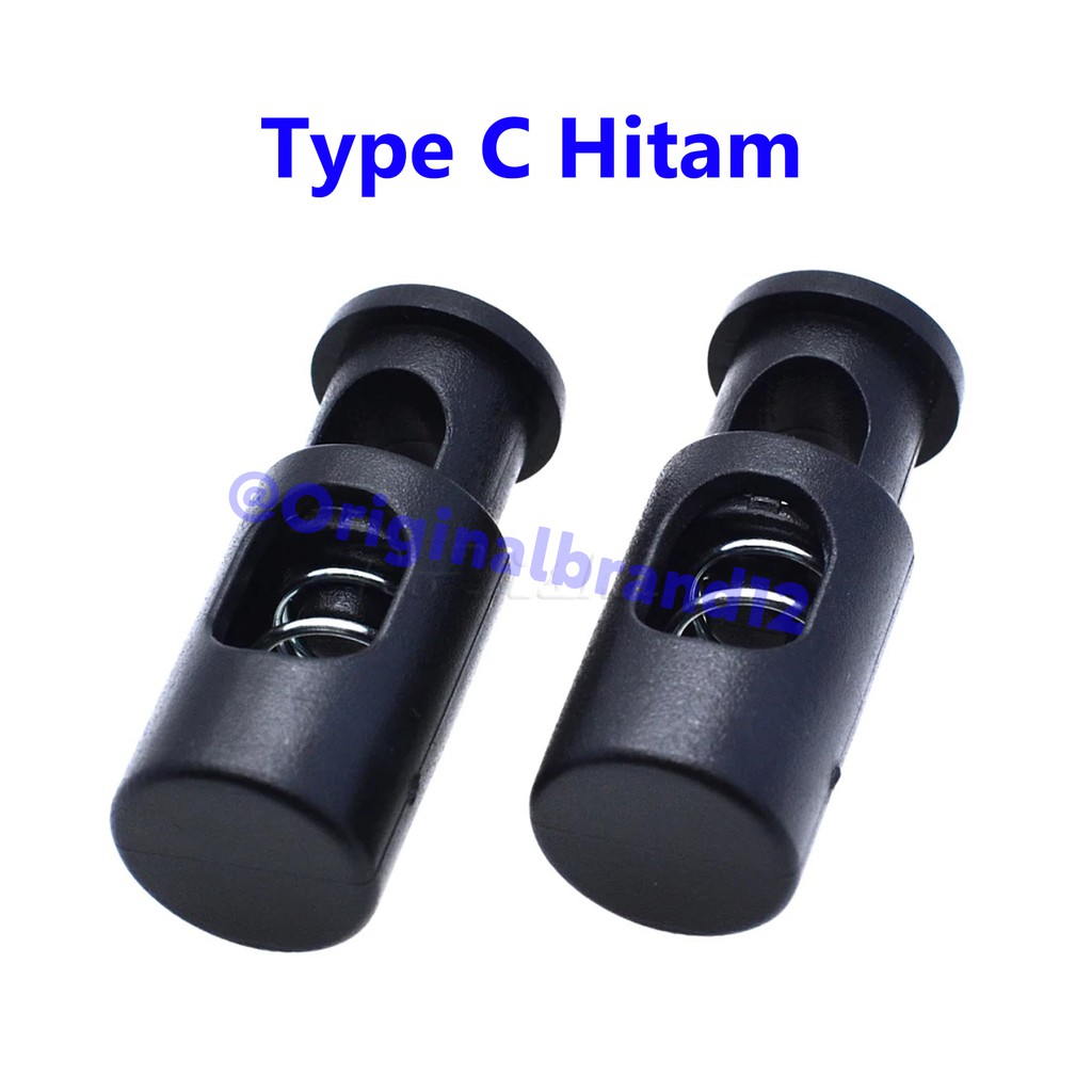 Stopper tali kur, tali kasur, Masker, cord lock. puller - Putih-Type C Hitam 