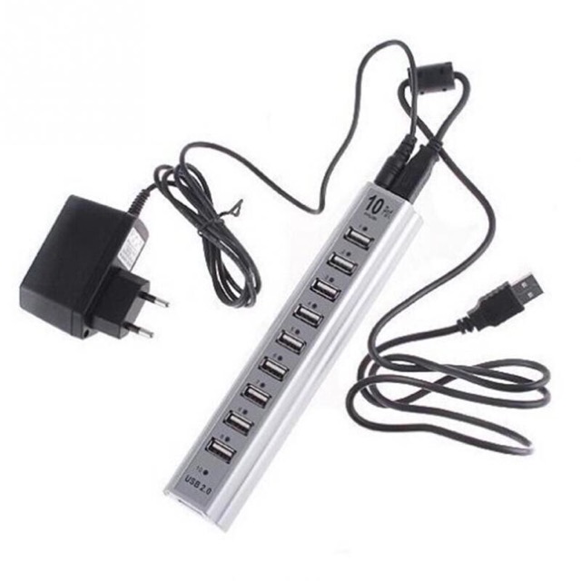 USB HUB 10 PORT Lengkap adaptor power 5 Volt 1 ampere