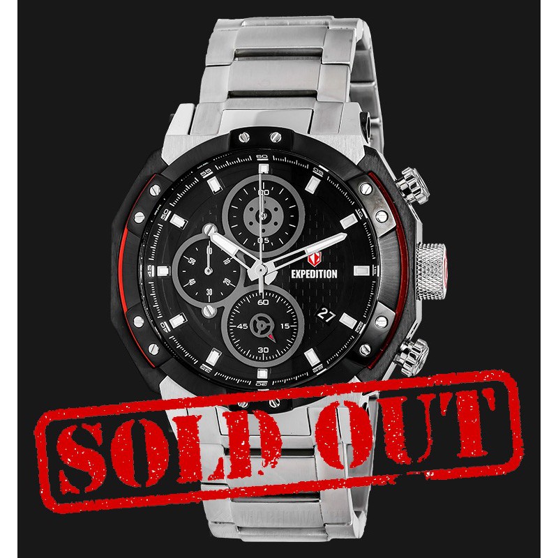 Expedition EXF-6385-MCBTBBARE Man Black Pattern Dial Silver Stainless Steel