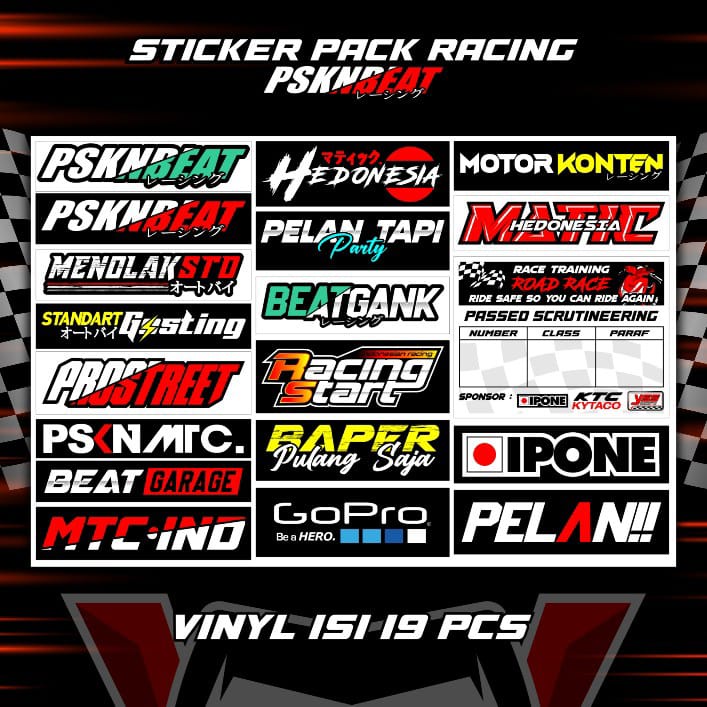 Stiker Racing 1 Pack isi 13 25 27 34 40 41 45 Sticker Sponsor Stiker Motor Setiker Motor Stiker Helm