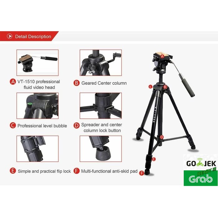 Tripod Kingjoy VT-1500 Fluid Head Video Camera Profesional + Free Bag