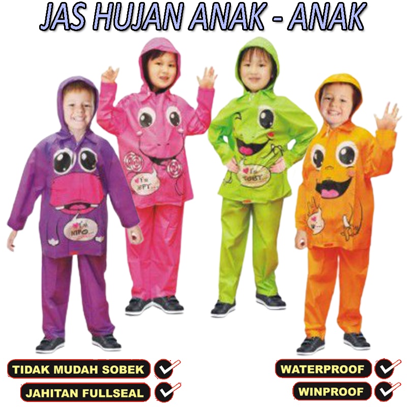 PROMO! Jas Hujan Anak KIDO Kiddo Imut Imoet Baju Indoplast Jas Hujan Setelan Jaket Celana Kecil Lucu Jas SD Anak-anak Kecil