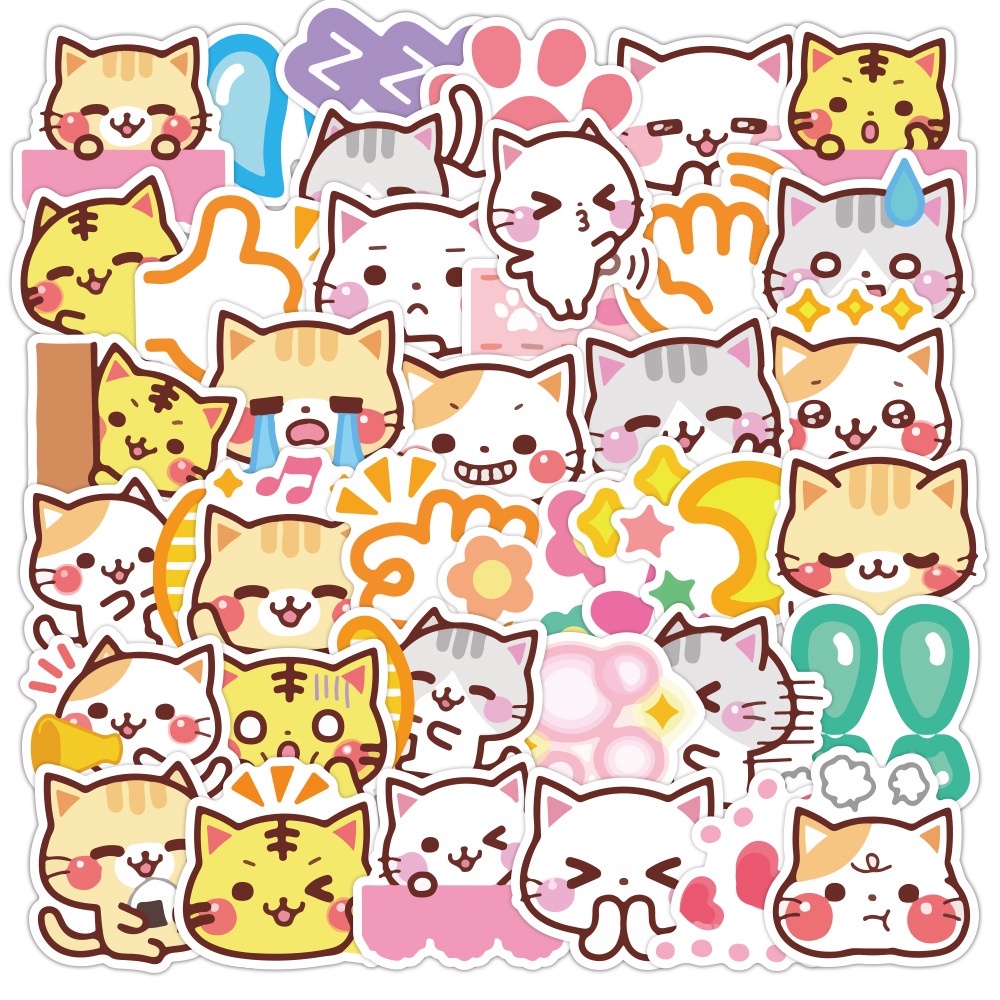 Kucing lucu stiker kartun kucing ekspresi Jurnal bahan cangkir air ponsel case epoxy PVC Tangan Buku