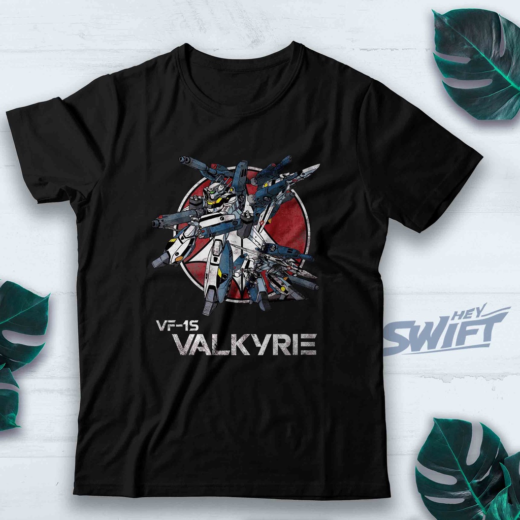 KAOS valkyrie 1s macross Vintage Skull Squadron TSHIRT BAJU DISTRO