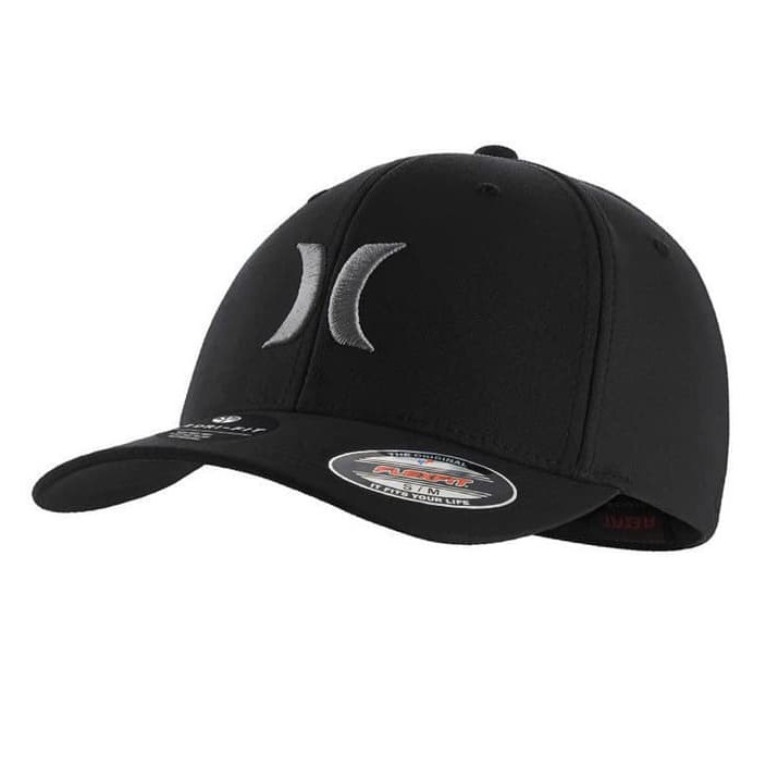 Topi Hurley Hat Cap X Nike Dri-Fit One & Only Flexfit Black Cool Grey Original