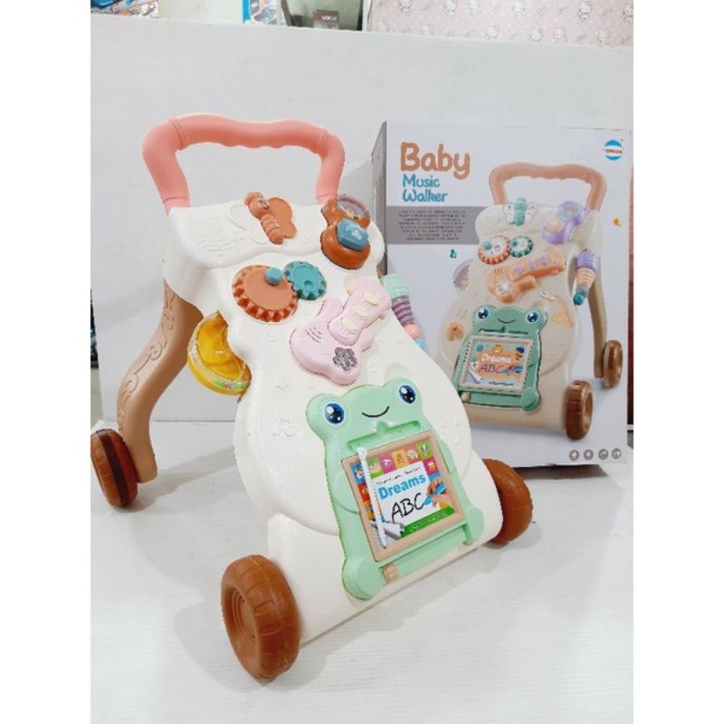 mainan belajar berjalan baby music walker dorong