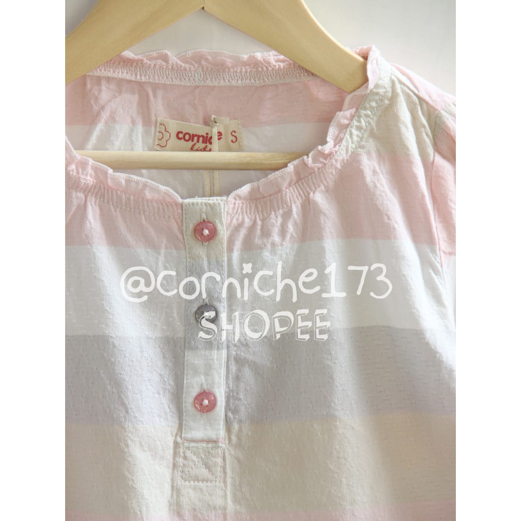 Corniche Kids Lia Stripe Babydoll Kids Offwhite - TH K23010