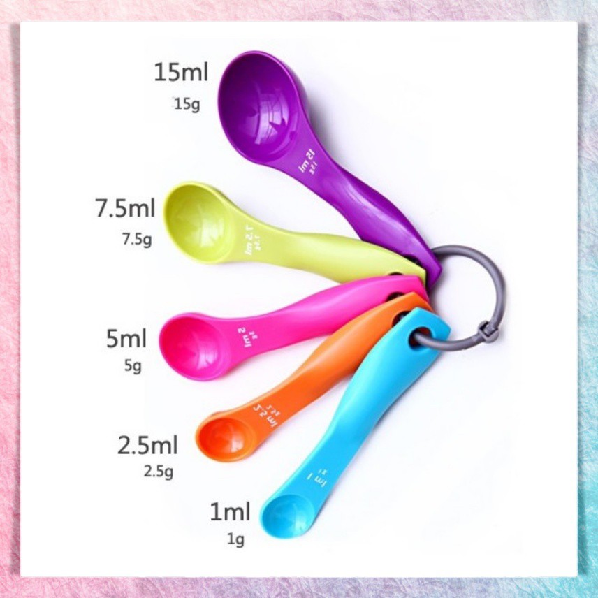 Sendok Set Takar Takaran Plastik Warna Serbaguna Bumbu Dapur 5 Pcs in1 Measuring Gram Spoon Baking