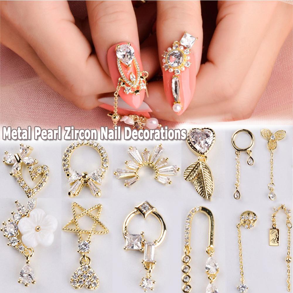 AUGUSTINA Agustina 3D Kuku Berlian Buatan Pesona Mewah Mutiara Nail Art Dekorasi Manicure Berlian Nail Art Perhiasan