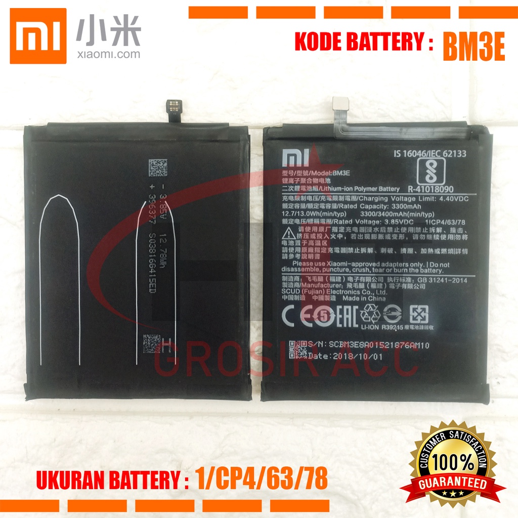Baterai Battery Original Xiaomi Mi 8 / Kode BM3E