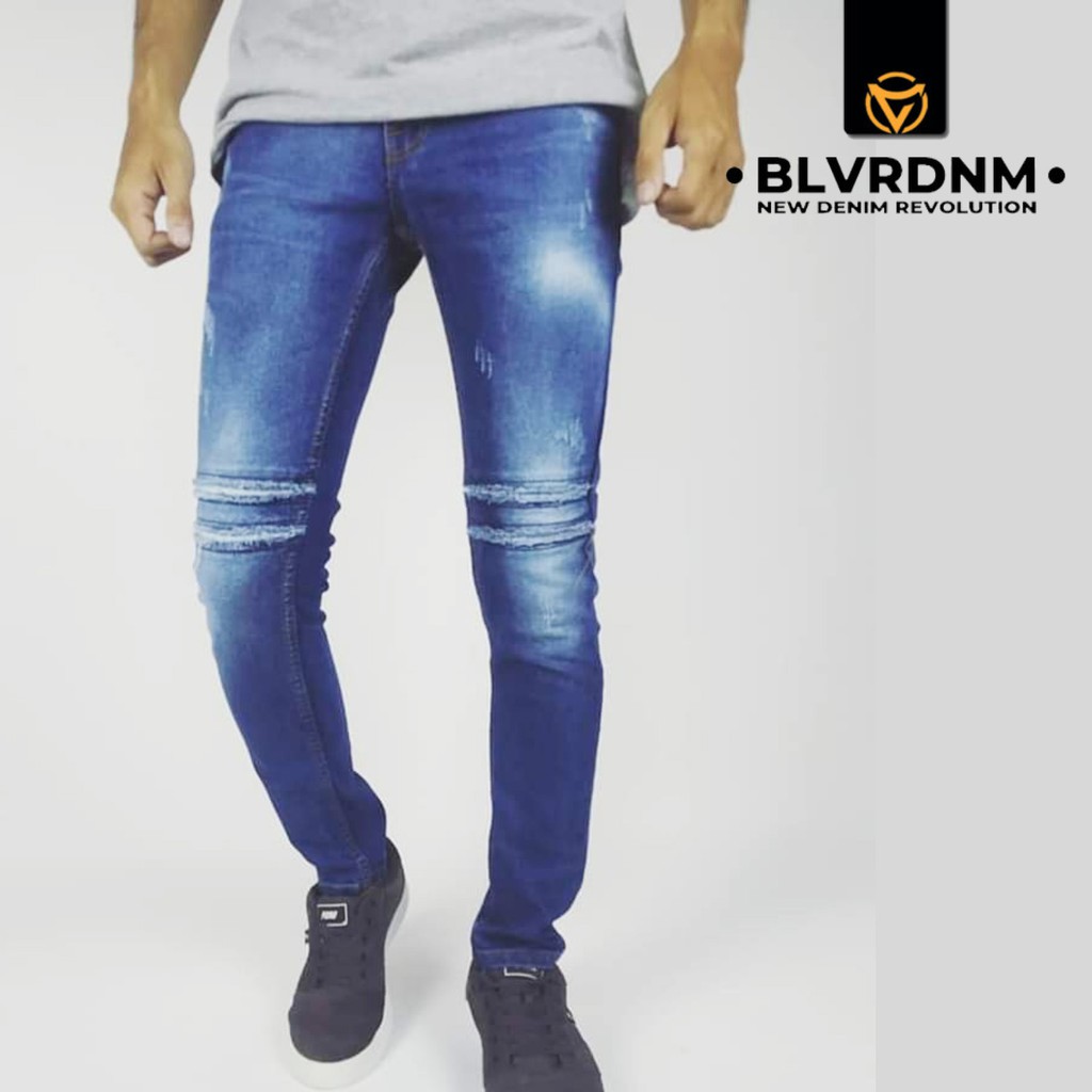 VLG DENIM BIKER RIPPED JEANS (STRETCH) BLACKVIPER JEANS PENSIL ORIGINAL