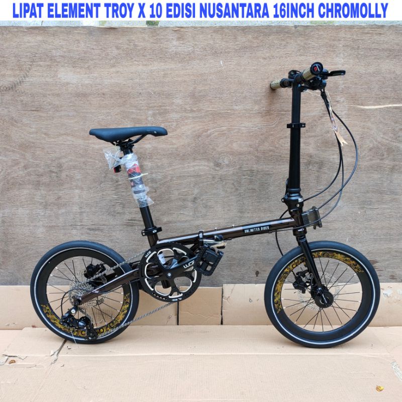 Sepeda Lipat Element Troy X 10 16Inch Edisi Nusantara Bali Chromolly Rem Hydraulic