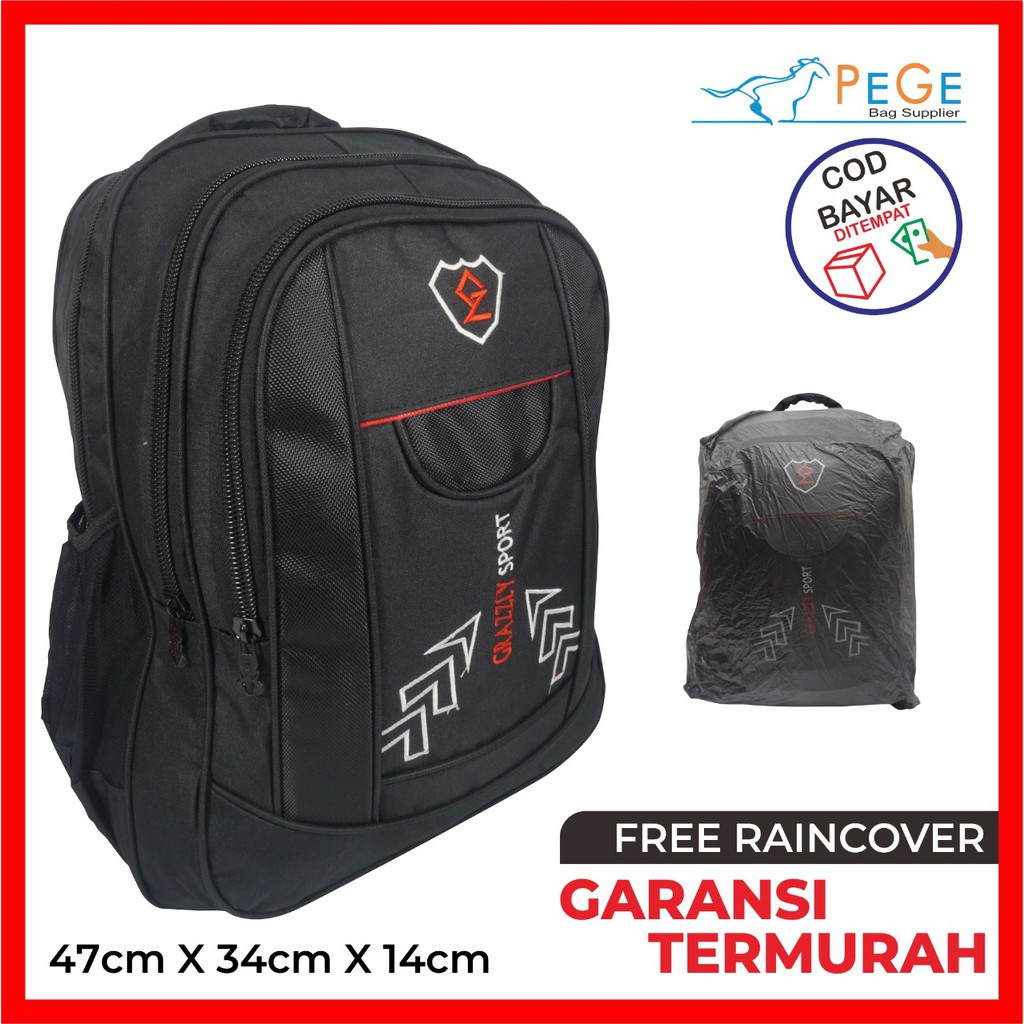 TAS PUNGGUNG PRIA ADA SLOT LAPTOP DAN RAINCOVER COCOK UNTUK SEKOLAH - PG 05