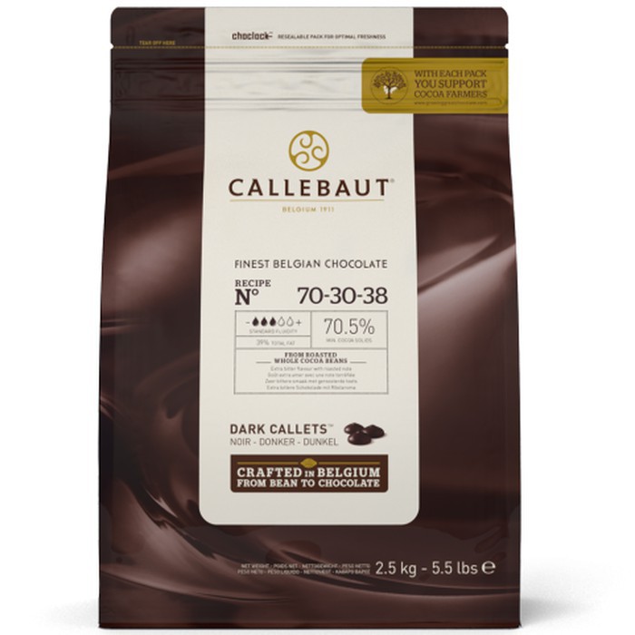 

CALLEBAUT Dark Chocolate 70,5% 2,5 Kg [Kemasan ASLI] Cokelat Masak / Coklat Baking