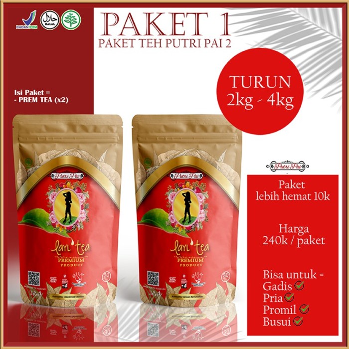 

ORIGINAL MURAH Teh diet herbal Putri Pai (2pack isi 60kantong teh) - RED