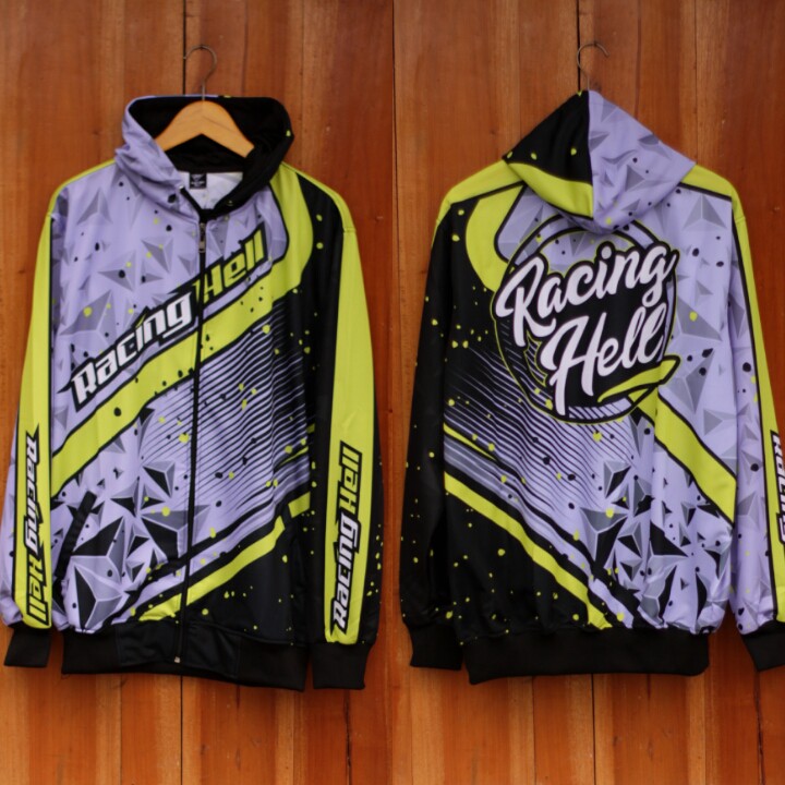 Jaket Racing Hell Hoodie Zipper Terbaru Termurah Bahan Lotto Elvana