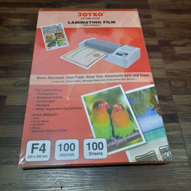 

[KODE PRODUK W7CAD3335] Plastik Laminating F4 Joyko 100 Micron (10 Lembar) / Plastik Laminating Folio 100 Micron Joyko