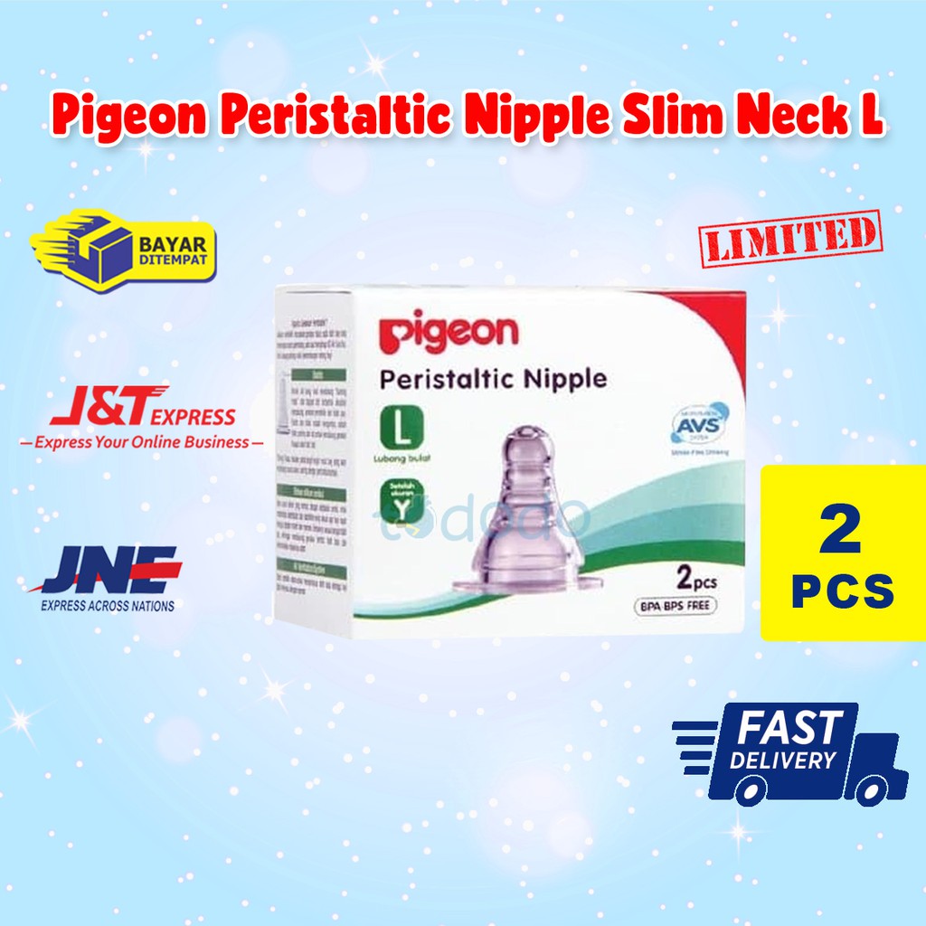 Pigeon Peristaltic Nipple 2 Box Slim Neck L - Nippe Dot