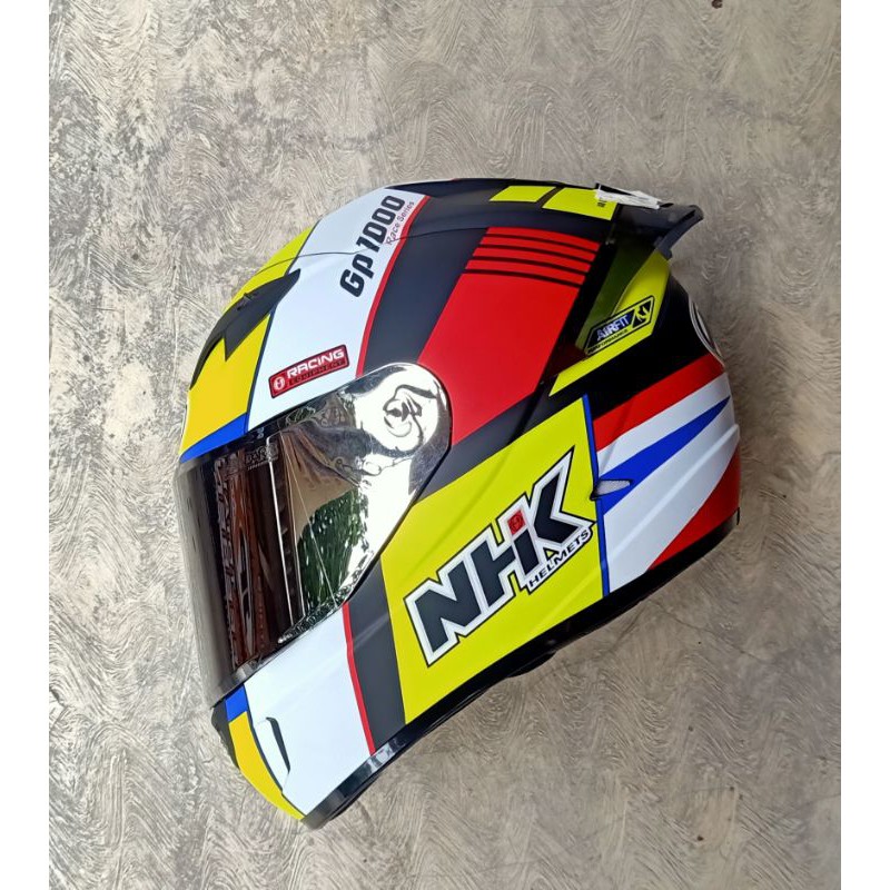HELM FULLFACE NHK GP1000 MOTIFF SXR YELLOW FLUO PAKET GANTENG