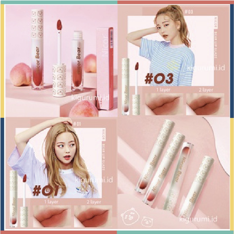 NICOR Lipstik Bear Matte Lip Glaze Lips Tahan Lama XX062
