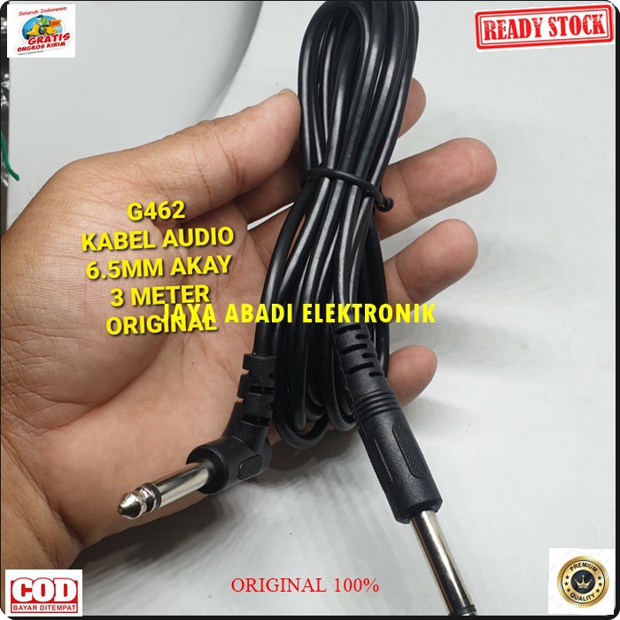 G462 Kabel mic 3 meter jack akay akai guitar Gitar Bass Keyboard mic wireles receiver jek akai jack konektor adapter converter konverter splitter universal sambungan penyambung male multi G462  6,5 mm  Low Noise Walaupun di Gain yang tinggi. - M