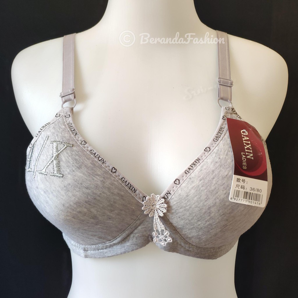 Bra Pakaian Dalam BH Gaixin Ladies Kait 3 Bahan Katun Spandek Tidak Berkawat BRA DALAMAN Gaixin Ladi