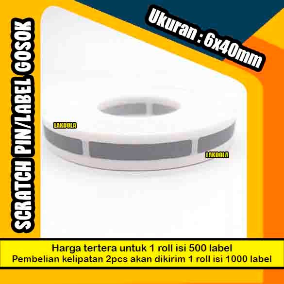 

1000 pcs 6x40 mm Scratch Pin label gosok Sticker Gosok 6x40 mm