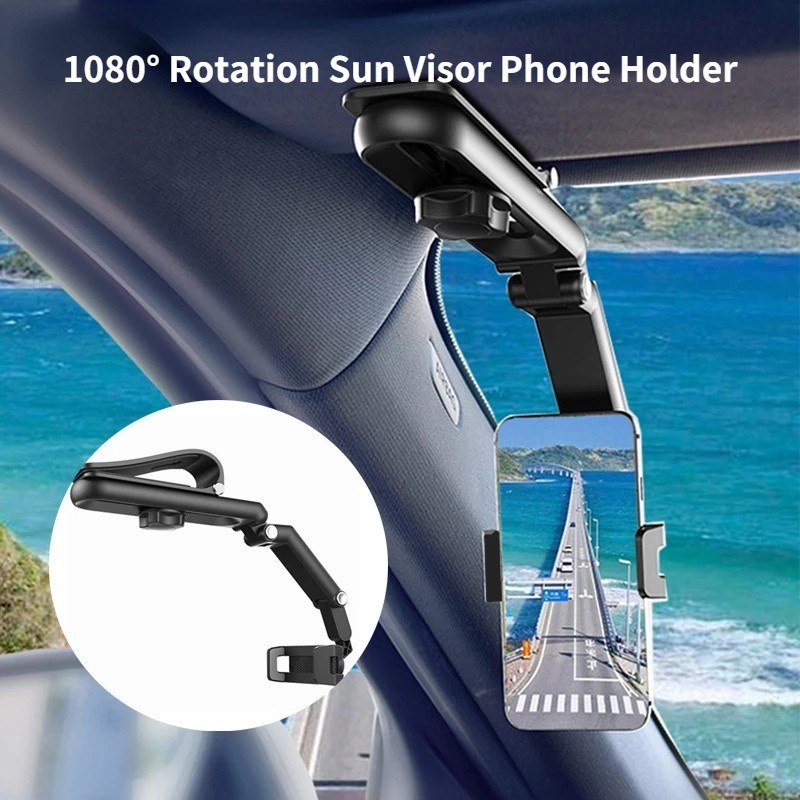 HD-58 HOLDER MOBIL SUN VISOR CAR STAND HOLDER HP MOBIL JEPIT KACA SPION DUDUKAN HANDPHONE PHONE HOLDER UNIVERSAL FLEKSIBEL HOLDER STIR JEPIT