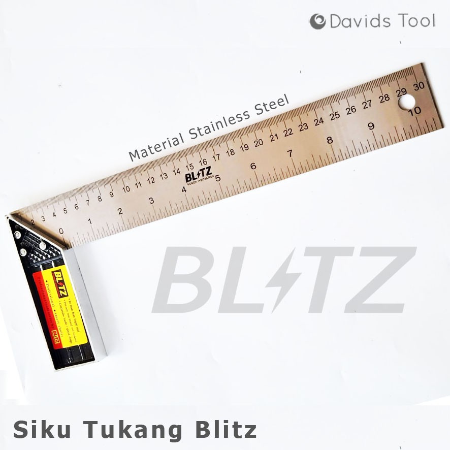 Penggaris Siku Tukang Meter Blitz Stainless 12 Inch