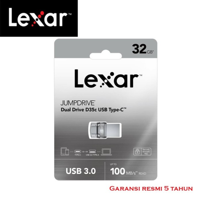 Lexar OTG D35C USB 3.0 Type-C 32GB 64GB 128GB 256GB Garansi Resmi Original