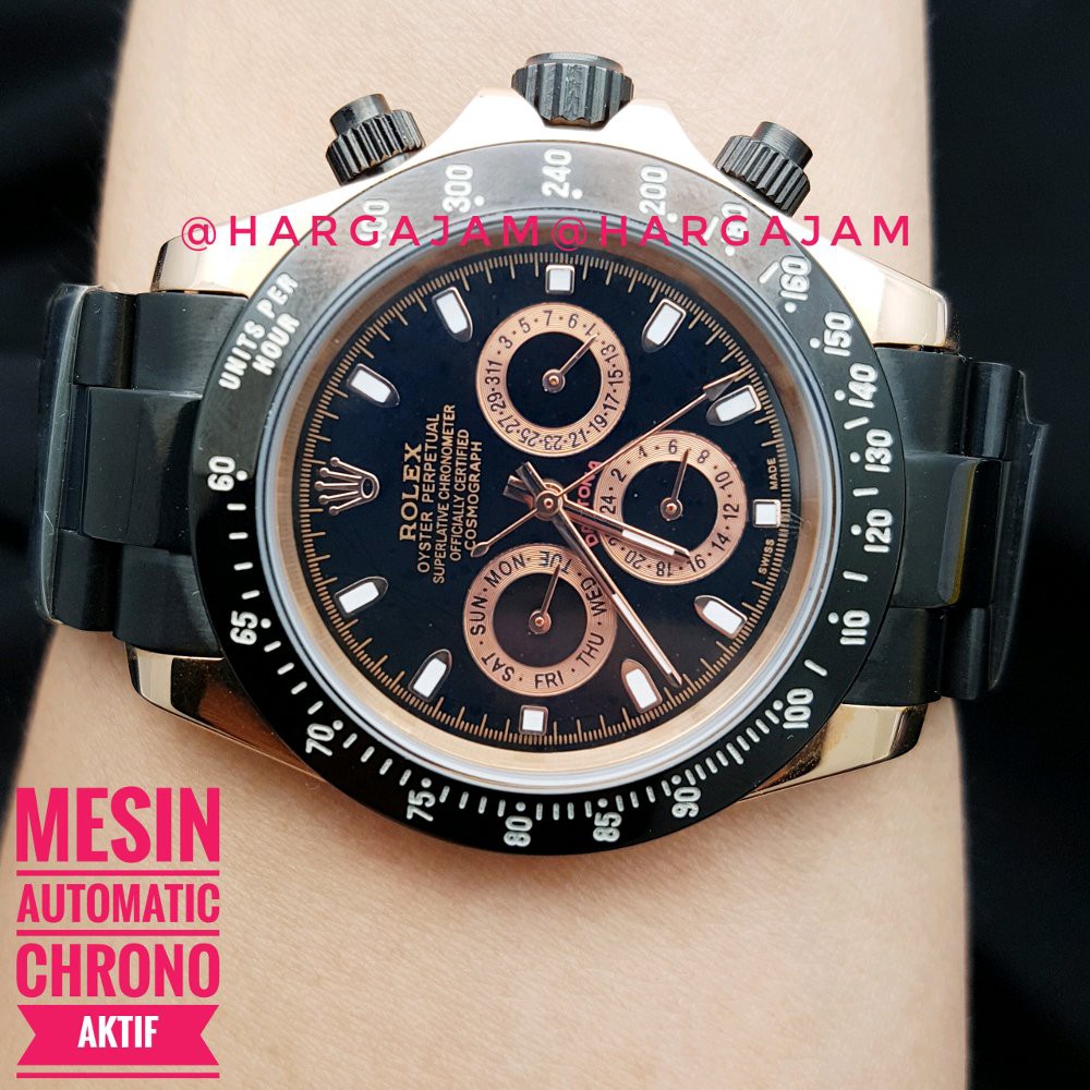 Jam Pria Automatic Rolex Daytona Oyster Perpetual Super Chrono (hargajam harga jam matic)
