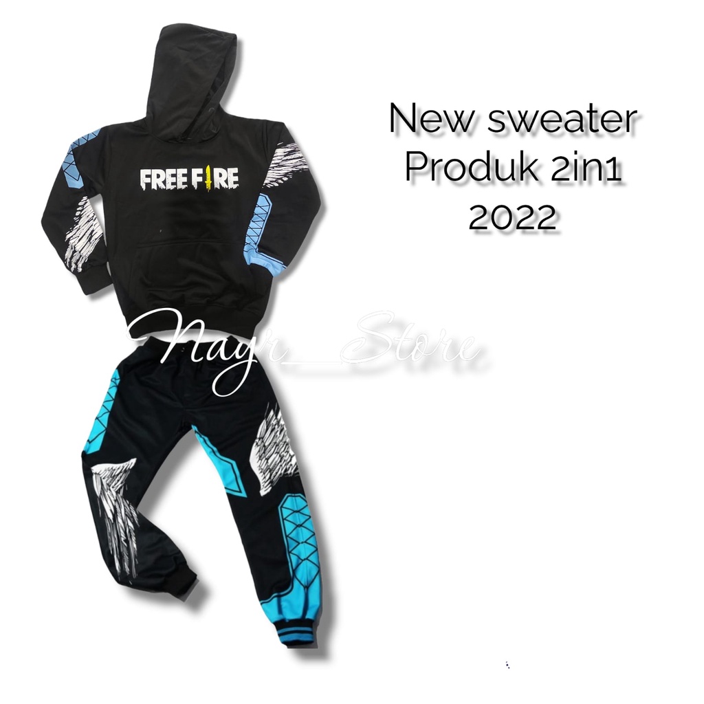 Promo  Setelan Sweater Hoodie Freefireee Anak Dan Celana Angel Gaming Ff Bnl Heroic Baju Enjel