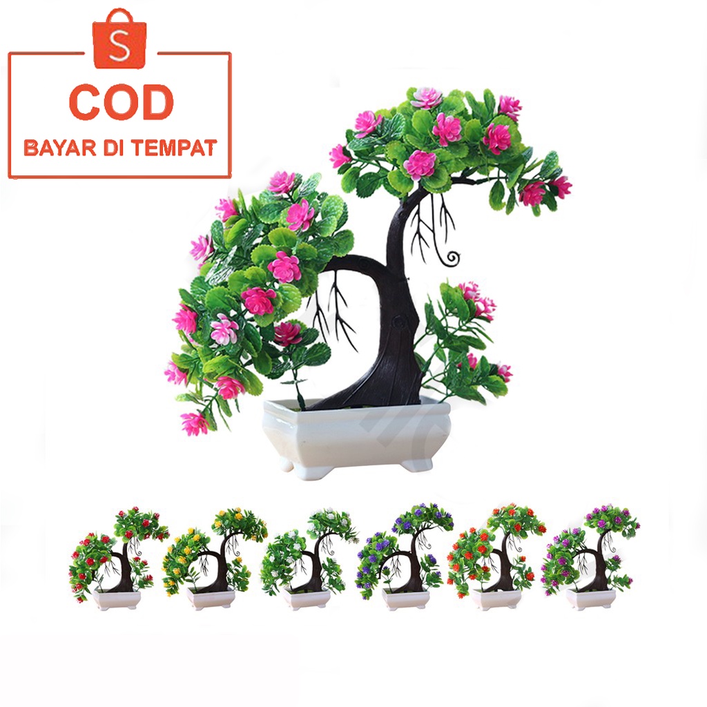 ✅COD Pot Tanaman Pohon Bonsai Vas Bunga Hias Plastik Perlengkapan Hiasan Dekorasi Meja Makan Ruang Tamu Kamar Aesthetic Perabotan Interior Rumah Tangga Murah Model Aneka Bongsai Warna