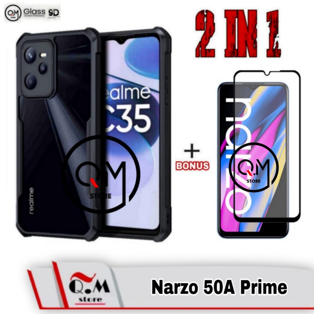 PAKET 2 IN1 Case Transparan Realme C35 / Realme C31 / Realme Narzo 50A Prime New Softcase Clear Slim Armor Pelindung Back Cover Casing Realme C35