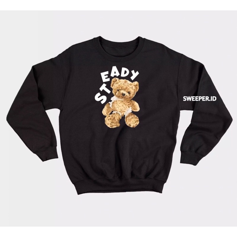 SWEATER STEADY BEAR SABLON PRINTING BAHAN FLEECE