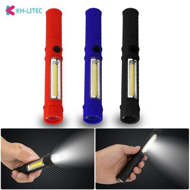 Senter LED Mini Terang Senter Camping COB Magnet Lampu Senter Kecil Emergency Cas Baterai AAA Plasma