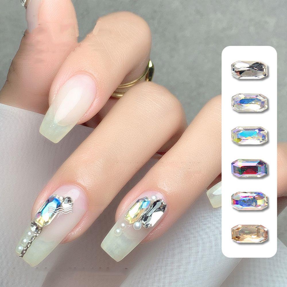 NEEDWAY Needway Srtip Kuku Berlian Imitasi DIY Mengkilap 3D Kuku Pesona Nail Art Dekorasi Menunjuk Bawah Kuku Seni Ornamen Tidak Teratur Nail Drills