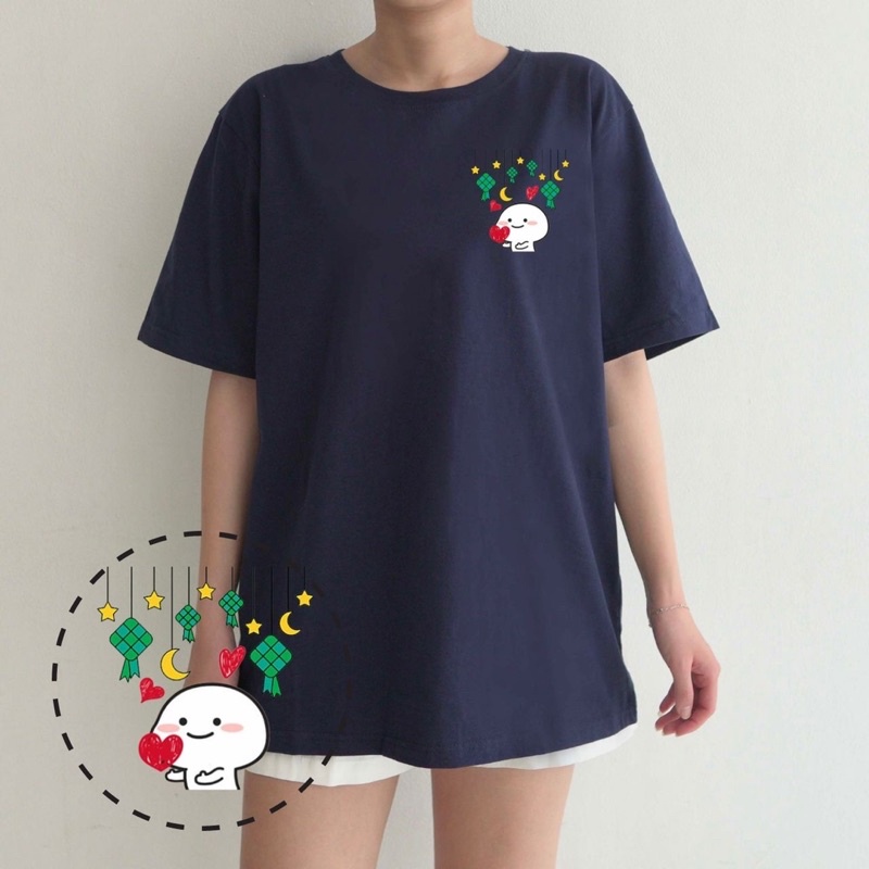 KAOS LEBARAN EID IDUL FITRI PENTOL L02 KETUPAT EID MUBARAK IDUL FITRI GAMBAR LUCU COUPLE COTTON COMBED GROSIR MURAH