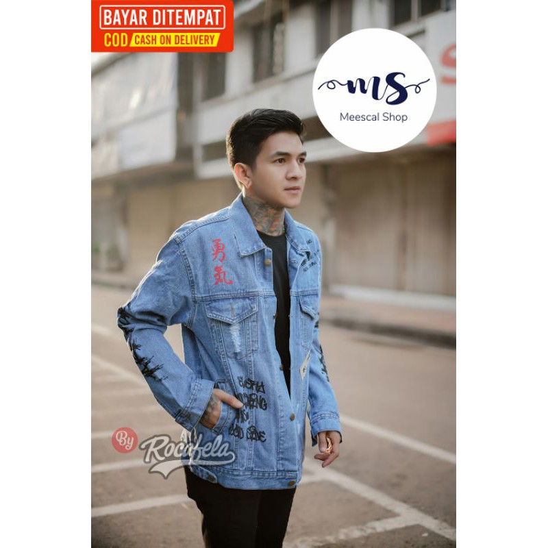 Jaket Jeans Pria Rocafela 100% Original Distro ~ Jaket Jeans Corea