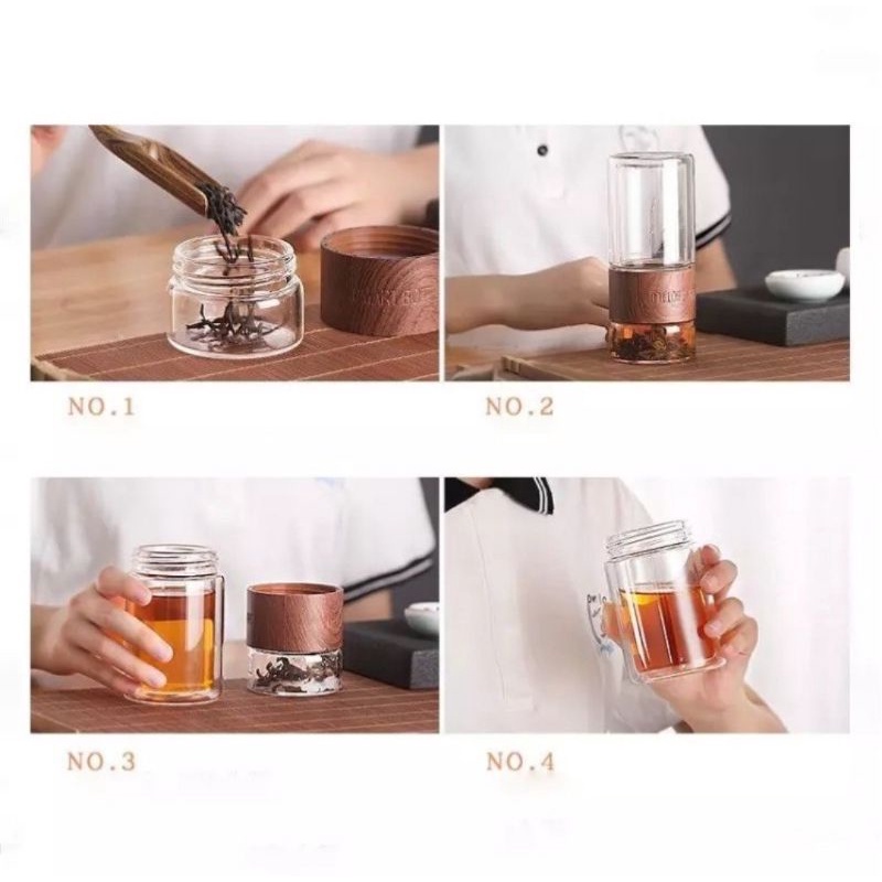 Botol minum saringan teh BOROSILICATE GLASS infuser tea Model