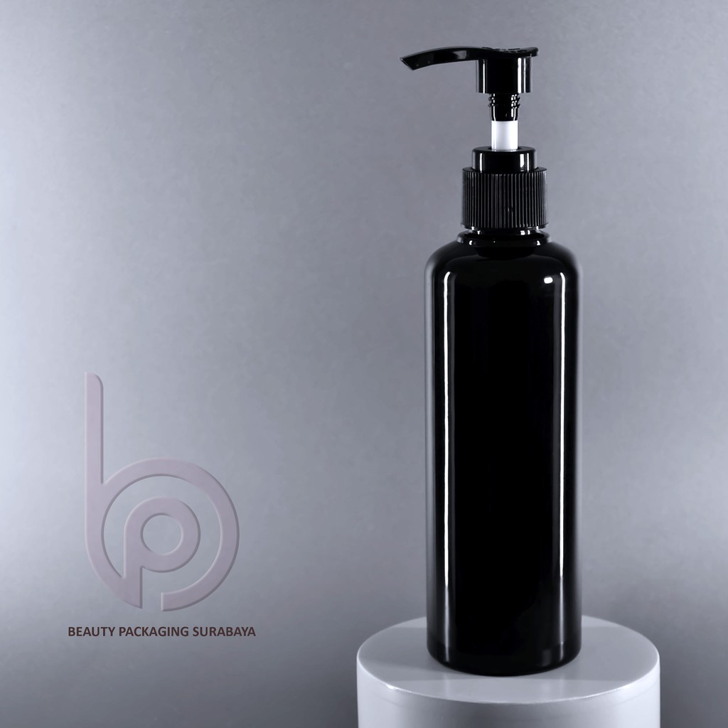 Botol Plastik PET 250ml BR Hitam Tutup Pump Lotion