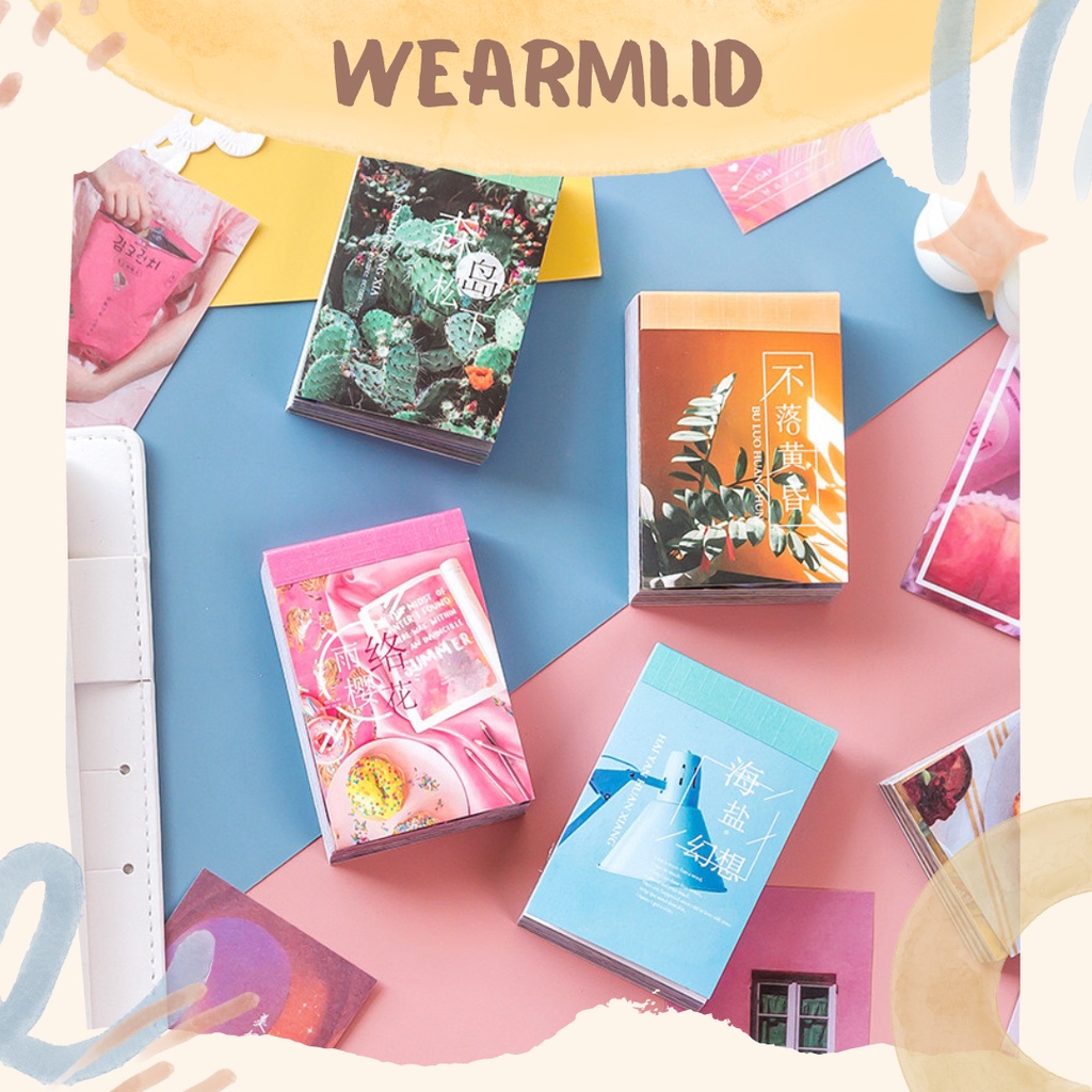 

50 Lembar Sticker Buku Pack Pink Orange Blue Green Neon Color Summer Flower Pack Paper Aesthetic scrapbook Jurnal Bujo DIY Wearmi