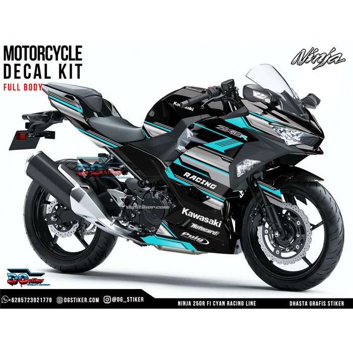 Decal Sticker Ninja 250R FI 2018 Cyan Racing Line DG Stiker