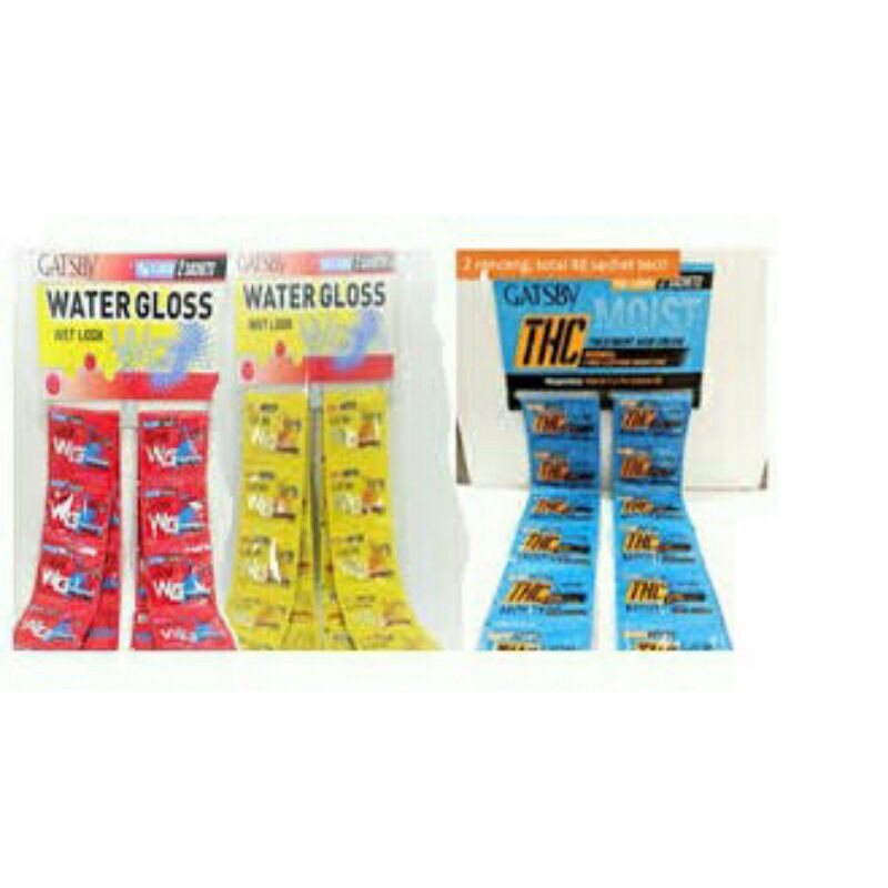 Gatsby minyak rambut WG-THC renteng isi 24 pcs/gatsby minyak rambut merah/kuning/biru sachet