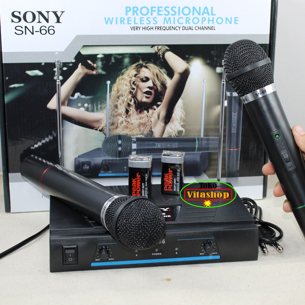 Microphone Sony SN-66 Mic Wireless / Mikropon Tanpa Kabel 2 Handle